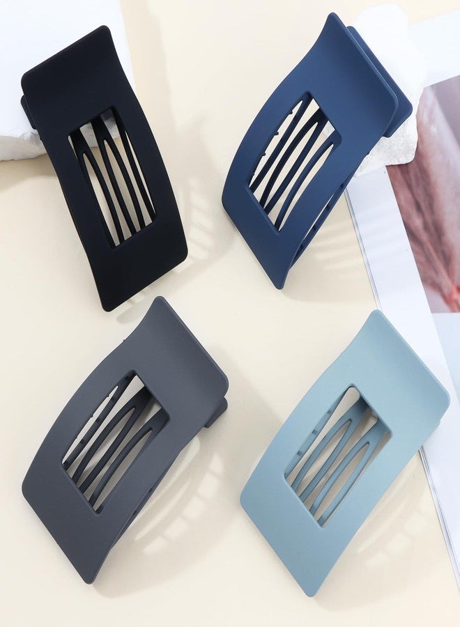 Velscrun Flat Hair Clips for Women Girls, Blue Gray Lay Flat Claw Clips, Strong Hold Large Side Hair Clip All Hair Types, French Duck Billed Non Slip Grip Daily Styling Hair Jaw Claw Clip - Image 2